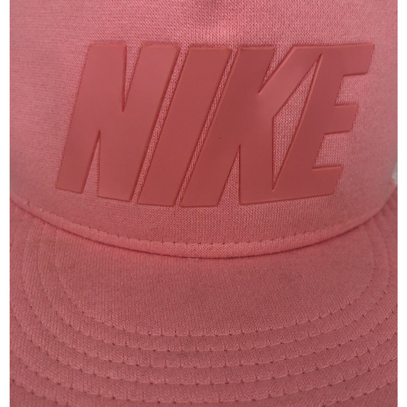Vintage Nike Snapback Truckers Hat Mesh Back Block Letters Pink Cap #56323 Nice - Picture 5 of 12
